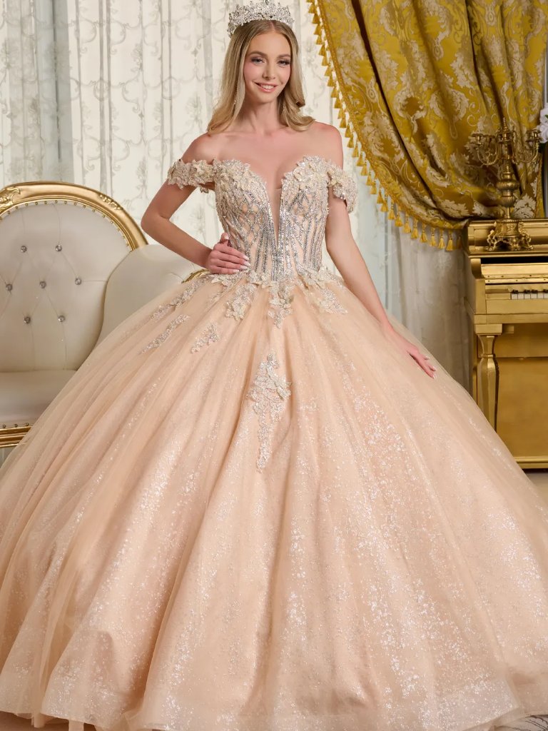 New Off Shoulder Rhinestones Embellished Maxi Gown W/ Sweetheart Neck Gl3630